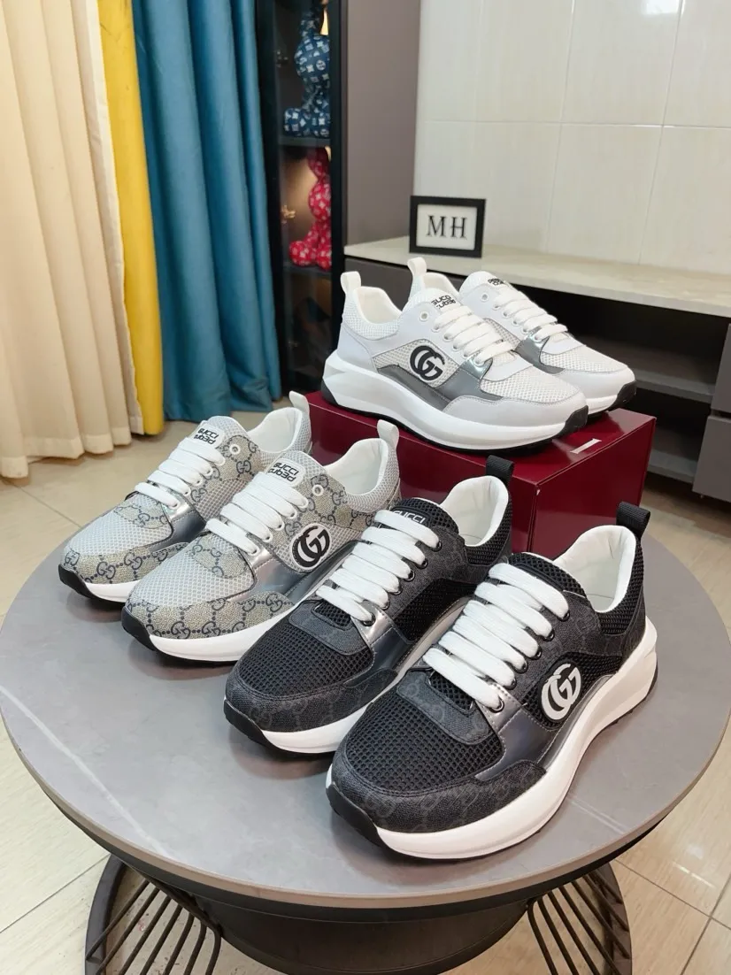 Men's shoes 💰440🌹🌹GUCCI [Gucci] New high-end brand of men's shoes, the latest fashionable casual men's shoes, trendy and versatile style, relaxed and sporty style, uppers imported from Italy, first-layer cowhide, genuine leather lining and ultra-fine workmanship. Original personalized fashionable rubber wear-resistant outsole, light and comfortable on the foot, size 38-44